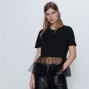 ZARA RUFFLED TULLE TOP